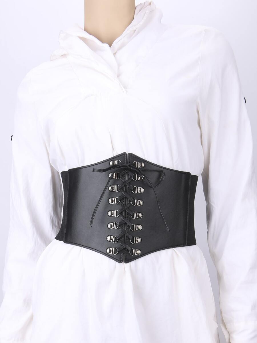 Máy Tính Punk Nữ Đính Trang Trí Thiết Kế Dây Rút Có Thể Điều Chỉnh Punk Dây Corset Cho Đầm Trang Trí Hoặc Gothic Trang Phục Dự Tiệc Nhìn - màu đen - Xem 1