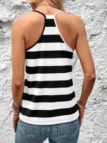 SHEIN LUNE 條紋印花吊帶上衣 - 黑與白 - 查看 2