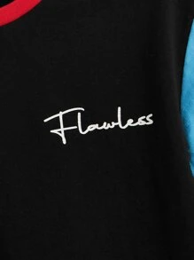 SHEIN Bộ thời trang bé trai Khối Màu Lá thư Giải trí - màu đen - Xem 4