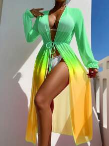 Ombre Mesh Kimono - Multicolor - View 1