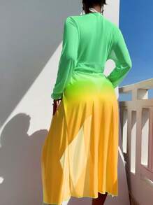 Ombre Mesh Kimono - Multicolor - View 2