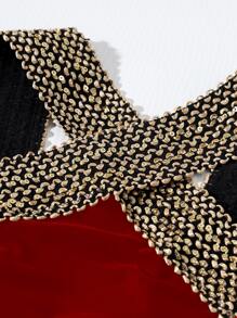 針腳細節十字交叉連體泳衣 - 酒紅色 - 查看 6