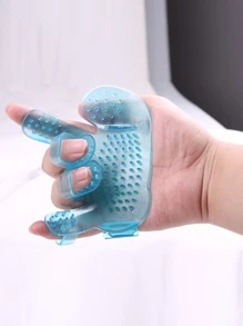1pc Solid Color Pet Bath Glove For Dog And Cat For Shower - Baby Blue - View 4