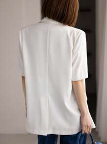 DAZY 素色翻蓋細節單釦西裝外套 - 白色 - 查看 2