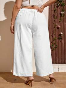 SHEIN Plus High Waist Wide Leg Jeans - White - View 2