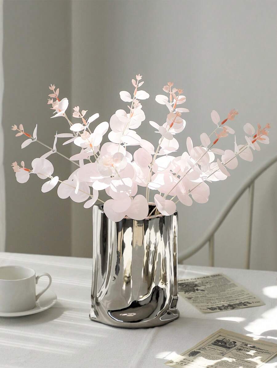 1 cây nhân tạo, cành lá nhân tạo bằng nhựa hiện đại dùng để trang trí nhà cửa, ngày lễ tình nhân, quà tặng - Hồng - Xem 1