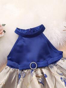 SHEIN 嬰兒印花O形環細節掛脖連衣裙 - 彩色 - 查看 3