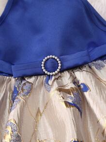 SHEIN 嬰兒印花O形環細節掛脖連衣裙 - 彩色 - 查看 4