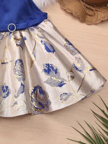 SHEIN 嬰兒印花O形環細節掛脖連衣裙 - 彩色 - 查看 5