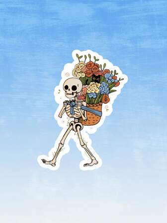 Ppmid Flower & Skeleton Print Decorative Sticker
