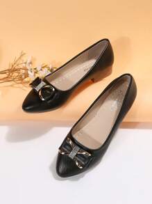 Fashion Black Ballet Shoes For Women, Rhinestone Decor Point Toe Flats - Black - View 4