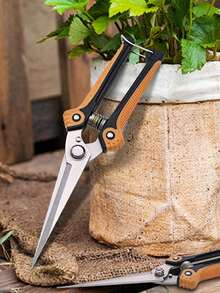 1入組不銹鋼園藝修枝剪多功能園藝剪刀 - 橘色 - 查看 5