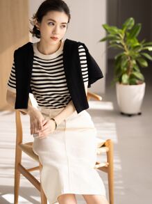 DAZY 1件條紋圖案針織上衣 - 彩色 - 查看 6