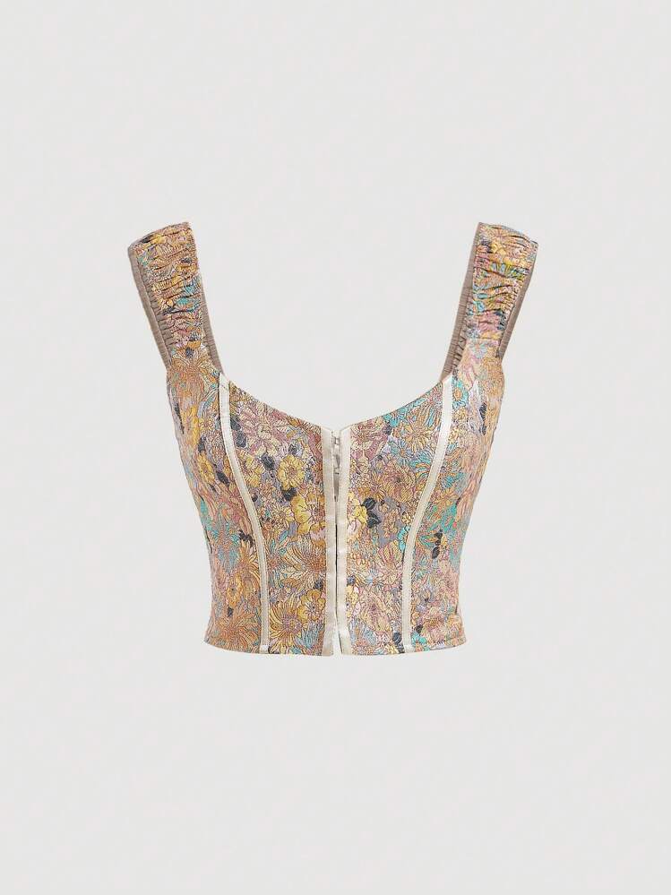 SHEIN MOD 花柄プリント クロップキャミトップ - マルチカラー - 見る 1