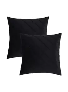 1入組素色靠墊套無填充物化學纖維裝飾抱枕套適用於客廳家居裝飾 - 黑色 - 查看 4