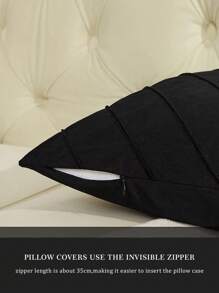 1入組素色靠墊套無填充物化學纖維裝飾抱枕套適用於客廳家居裝飾 - 黑色 - 查看 5