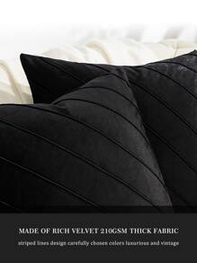 1入組素色靠墊套無填充物化學纖維裝飾抱枕套適用於客廳家居裝飾 - 黑色 - 查看 6