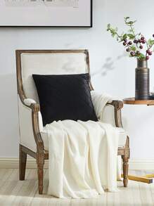 1入組素色靠墊套無填充物化學纖維裝飾抱枕套適用於客廳家居裝飾 - 黑色 - 查看 7