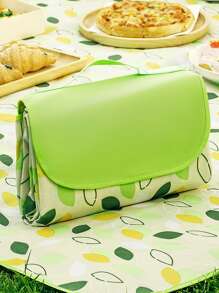 1入組葉子圖案防水可折疊野餐墊 - 綠色 - 查看 1