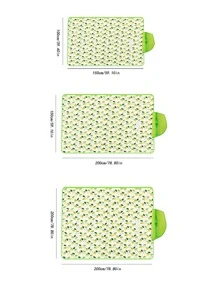 1入組葉子圖案防水可折疊野餐墊 - 綠色 - 查看 2