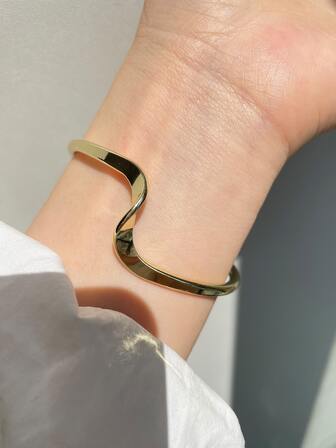 1入組時尚鋅合金結構開口手鐲適用於女士日常裝飾