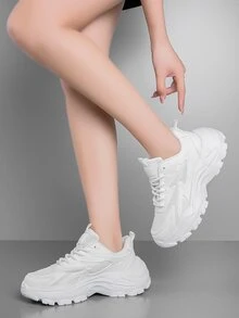 運動老爹鞋適用於女士透氣前綁帶運動鞋