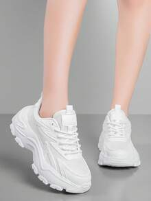 運動老爹鞋適用於女士透氣前綁帶運動鞋