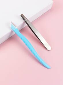 1pc Eyebrow Tweezers & 1pc Eyebrow Trimmer - Multicolor - View 1