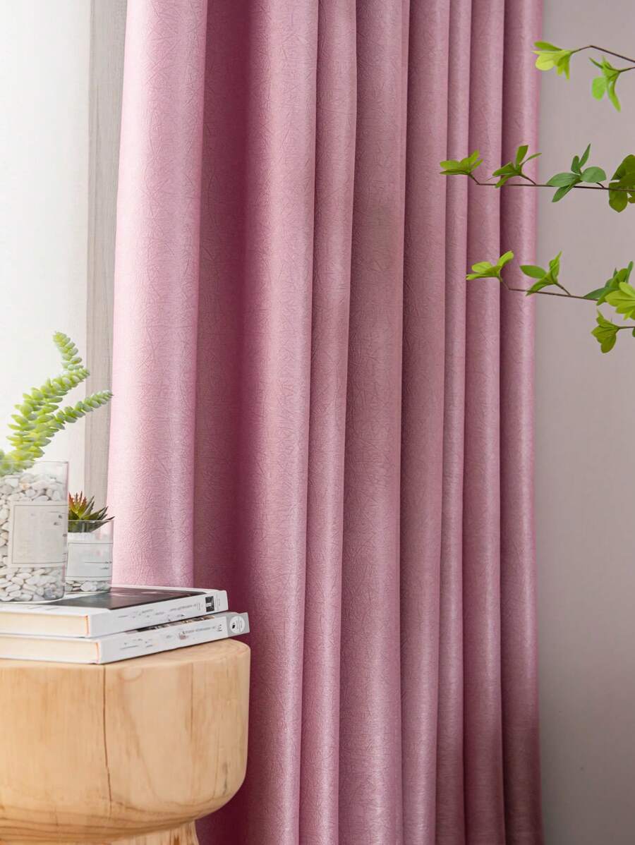 1入粉色隔光窗簾,帶有鳥巢圖案 - 粉色 - 查看 1