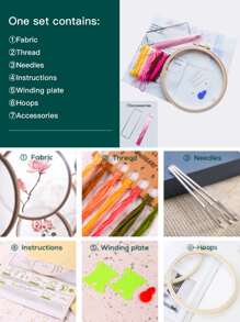 7 Cái/bộ Màu Sắc Ngẫu Nhiên Họa Tiết Hoa Thêu Tay Sáng Tạo Polyester Tua Rua Trang Trí Thêu Tay Bộ Thủ Công - Nhiều màu - Xem 6