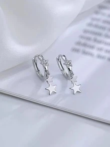 1 Cặp Hoa tai hình ngôi sao bằng đồng khảm siêu nhỏ phổ biến "Độc đáo"/Hoa tai sang trọng hình ngôi sao đôi bằng đồng khảm siêu nhỏ phong cách EU/Mỹ mới về, phù hợp cho nữ sinh viên/doanh nhân/ngày lễ/tiệc tùng/đeo hàng ngày (Mặt hàng độc quyền được Yiwu Jewelry đề xuất năm 2025) - Bạc - Xem 13