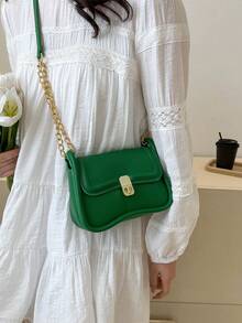Minimalistisk Novelty Bag Mini Flap - Grön - Visa 2