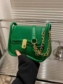 Minimalistisk Novelty Bag Mini Flap - Grön - Visa 5