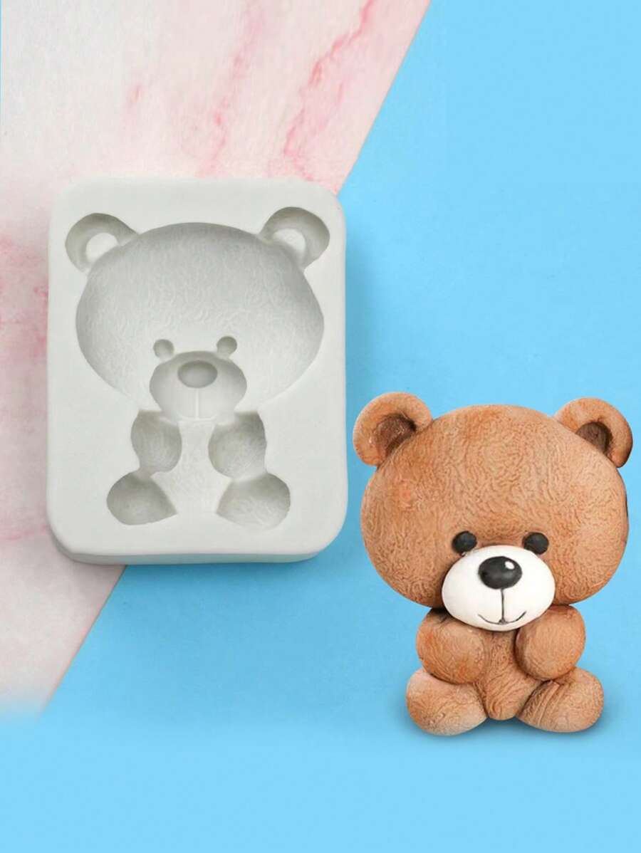 1pc Cute Teddy Bear Handmade Soft Pottery Clay Mold, DIY Gypsum/Aromatherapy/Silicone Mold