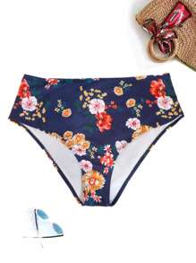 Swim Lushoire Hơn 1 Miếng In hoa Đáy bikini Không có bikini top - Màu xanh hải quân - Xem 3