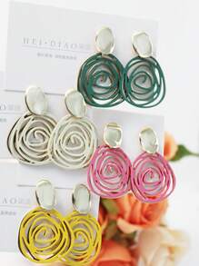 4对彩色花朵吊坠耳环，适合日常佩戴 - 彩色 - 查看 1