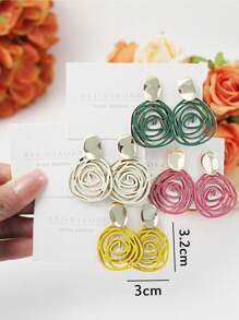 4对彩色花朵吊坠耳环，适合日常佩戴 - 彩色 - 查看 5