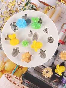 1 件蜜蜂和花朵形状模具适用于手工粘土、软陶、DIY 树脂环氧滴注液体硅胶工艺品 - 杏色 - 查看 3