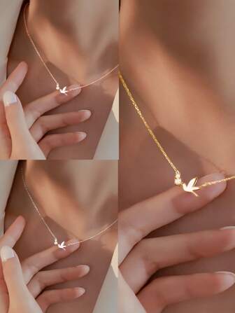 Cubic Zirconia & Bird Charm Halsband