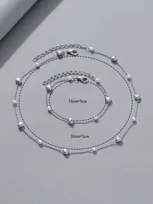 1pc Faux Pearl & Heart Shaped Fashionable Simple Elegant Women's Jewelry Set With Random Quantity, Including Necklace And Bracelet
