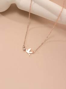 1pc Fashionable Cubic Zirconia Decor Peace Dove Pendant Necklace For Women For Daily Decoration - Rose Gold - View 5