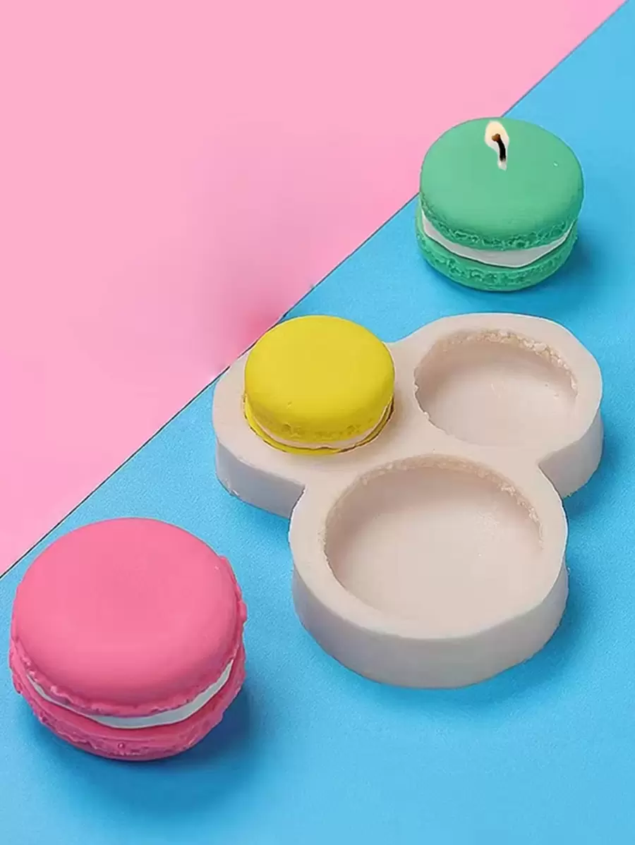 1pc Set Of 3 Macaron Shaped Candle Aroma DIY Mold For Handmade Soap, Resin And Dropping Glue Decoration - Apricot - View 1