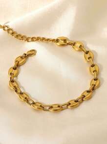1pc Fashionable Stainless Steel Minimalist Anklet For Women For Daily Decoration - Yellow Gold - View 2