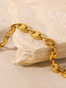 1pc Fashionable Stainless Steel Minimalist Anklet For Women For Daily Decoration - Yellow Gold - View 3