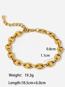 1pc Fashionable Stainless Steel Minimalist Anklet For Women For Daily Decoration - Yellow Gold - View 5