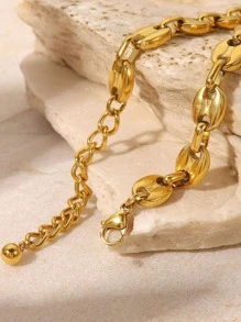1pc Fashionable Stainless Steel Minimalist Anklet For Women For Daily Decoration - Yellow Gold - View 6