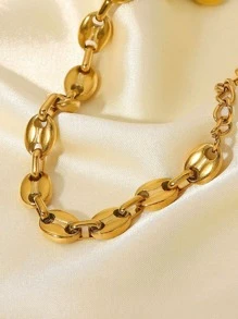 1pc Fashionable Stainless Steel Minimalist Anklet For Women For Daily Decoration - Yellow Gold - View 7