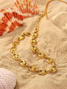 1pc Fashionable Stainless Steel Minimalist Anklet For Women For Daily Decoration - Yellow Gold - View 8
