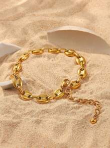 1pc Fashionable Stainless Steel Minimalist Anklet For Women For Daily Decoration - Yellow Gold - View 9