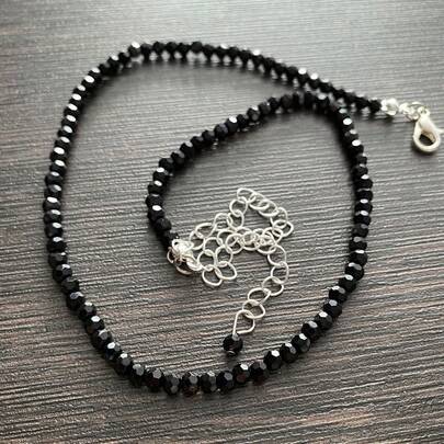 Lanț de mărgele de cristal negre Colier cu margele pentru femei Choker Lanț de claviculă Colier scurte Nou